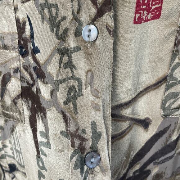 Vintage Chico's Women's Silk Burnout Blouse Size 2 / 12 Asian Whimsigoth Art Y2K - Picture 15 of 16